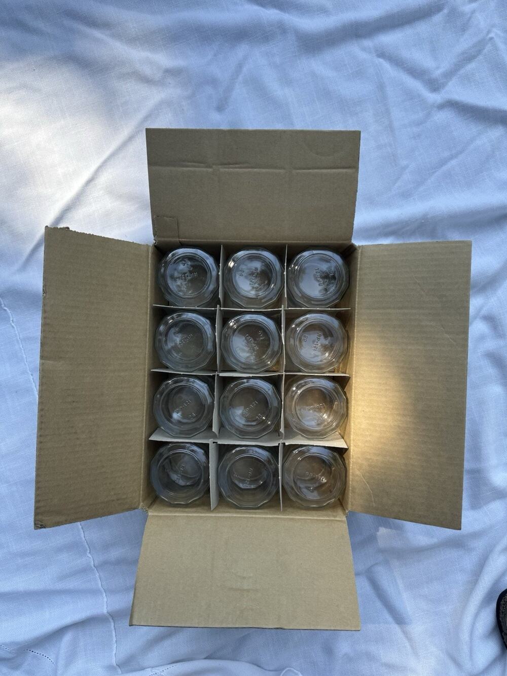 Lot Of 12 Empty Glass Jars 292ml Classic Dodecagon Food Candle Jam Metal Lid
